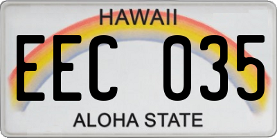 HI license plate EEC035