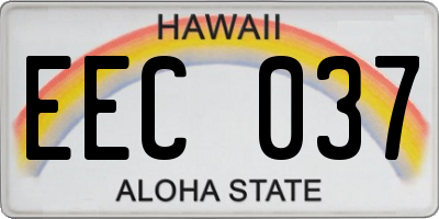 HI license plate EEC037