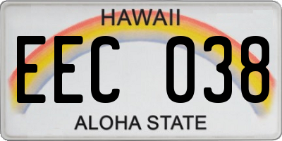HI license plate EEC038