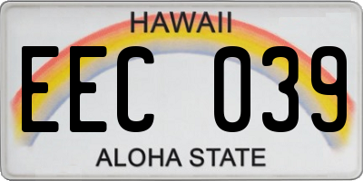 HI license plate EEC039