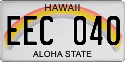 HI license plate EEC040