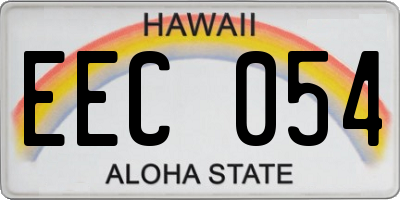 HI license plate EEC054
