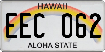 HI license plate EEC062