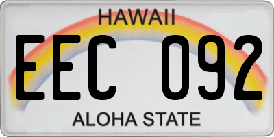 HI license plate EEC092
