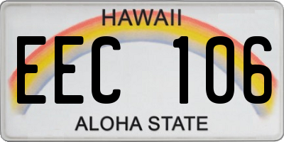HI license plate EEC106