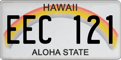 HI license plate EEC121