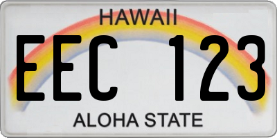 HI license plate EEC123