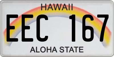 HI license plate EEC167