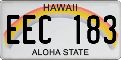 HI license plate EEC183