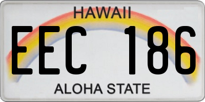 HI license plate EEC186