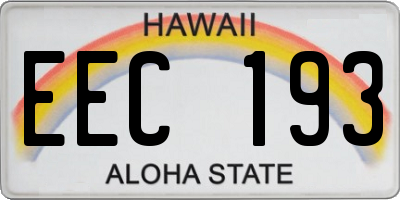 HI license plate EEC193