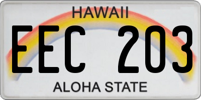HI license plate EEC203