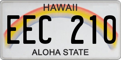 HI license plate EEC210