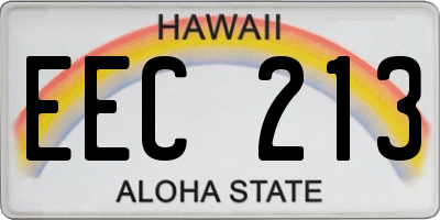 HI license plate EEC213