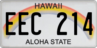 HI license plate EEC214