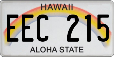 HI license plate EEC215