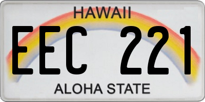HI license plate EEC221