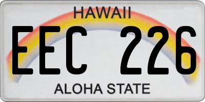 HI license plate EEC226