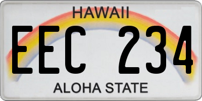 HI license plate EEC234