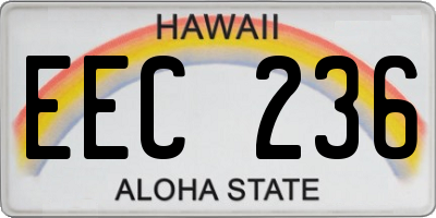 HI license plate EEC236