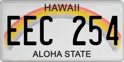 HI license plate EEC254