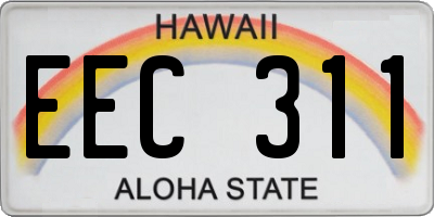 HI license plate EEC311