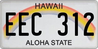 HI license plate EEC312