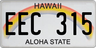 HI license plate EEC315