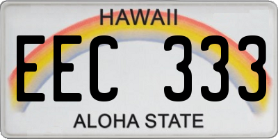 HI license plate EEC333