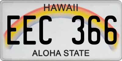 HI license plate EEC366