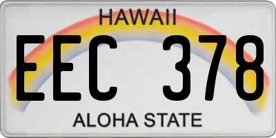 HI license plate EEC378