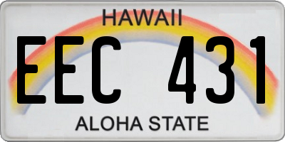 HI license plate EEC431