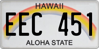 HI license plate EEC451