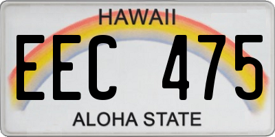 HI license plate EEC475