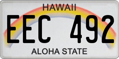 HI license plate EEC492