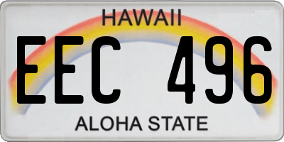 HI license plate EEC496