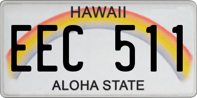 HI license plate EEC511