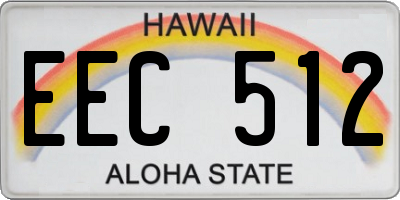 HI license plate EEC512
