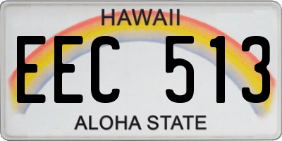 HI license plate EEC513