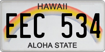 HI license plate EEC534
