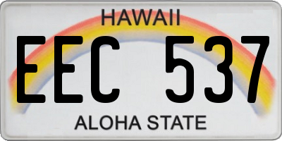 HI license plate EEC537