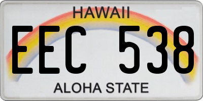 HI license plate EEC538