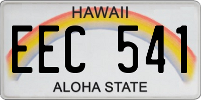 HI license plate EEC541