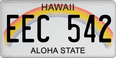 HI license plate EEC542