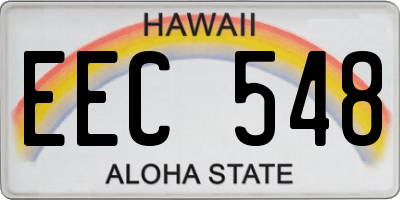 HI license plate EEC548