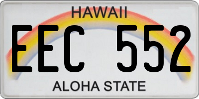 HI license plate EEC552