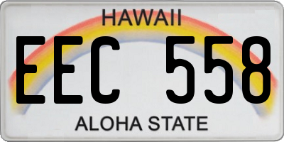 HI license plate EEC558