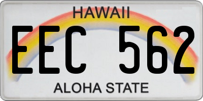 HI license plate EEC562