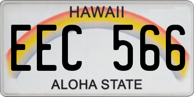 HI license plate EEC566