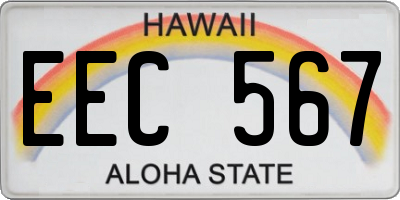 HI license plate EEC567